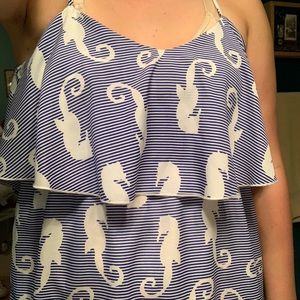 Blue & white spaghetti strap top